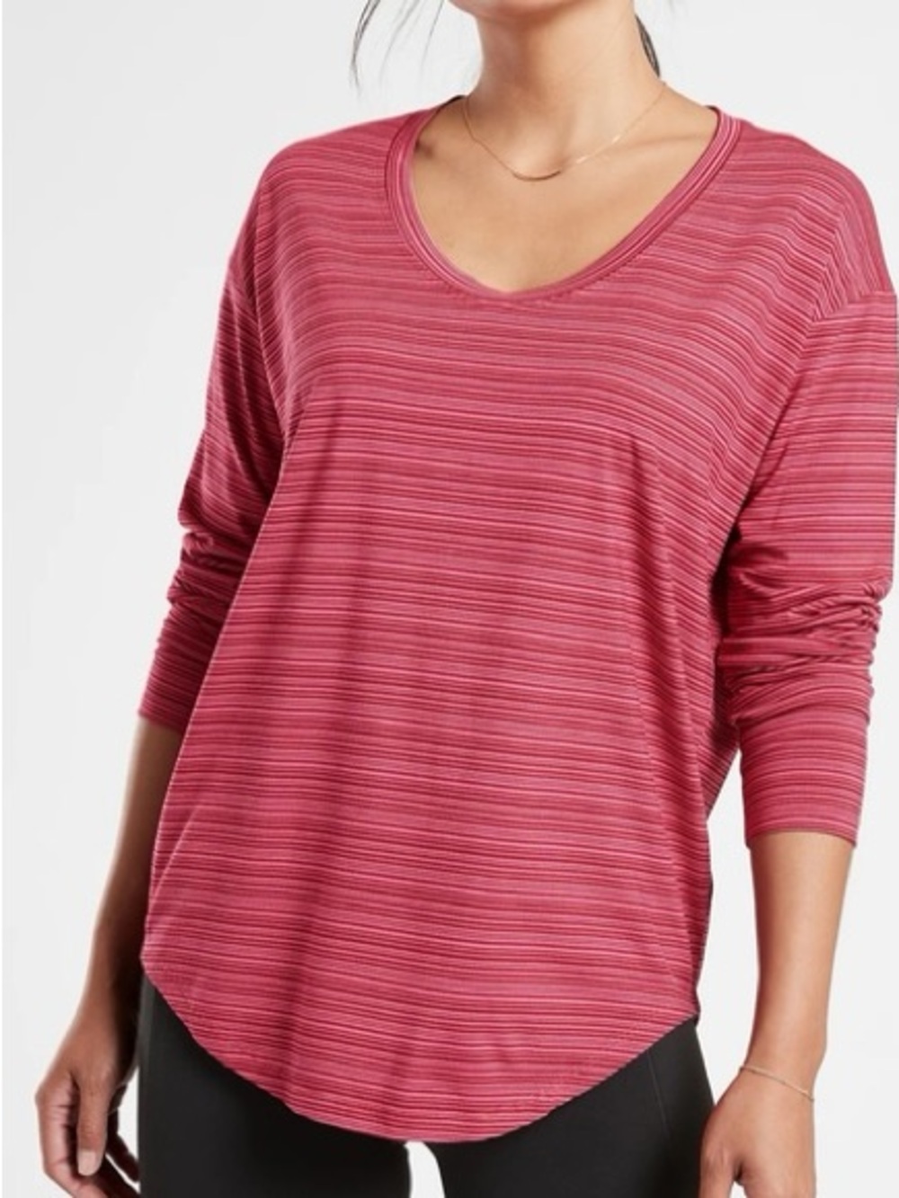Athleta Cloudlight Stratus Women's Pink Striped Long Sleeve Top - 2x